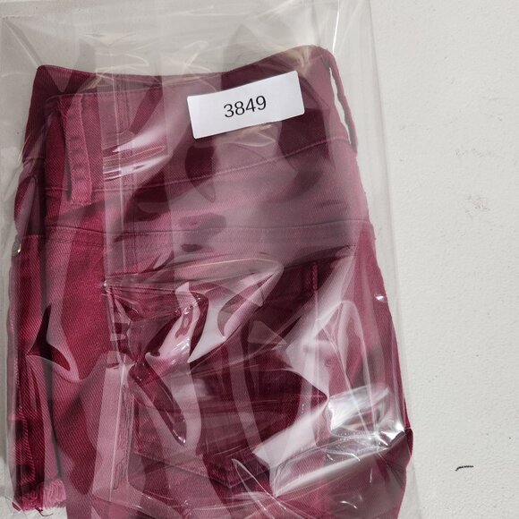 Refuge Shorts Denim High-Waisted Frayed Hem Size 2 Burgundy Red - Picture 8 of 8